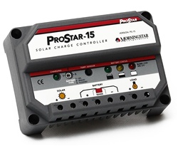 Morningstar ProStar 15 Amp 48 Volt PWM Charge Controller - Includes Digital Display, Positive Ground - PS-15M-48V-PG