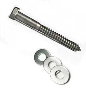 SnapNrack 014-06508 > 5/16 inch x 3 1/2 inch Stainless Steel Lag Bolt & Washer - 100 Pack
