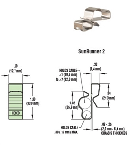 HEYClip™ Stainless Steel SunRunner® 2 Series
Cable Clips for Micro-Inverter Cables
Pack of 100 Clips - S6404