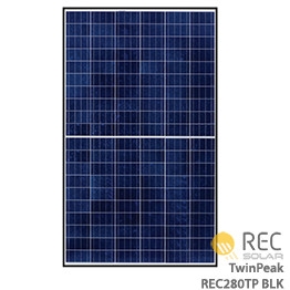 REC TwinPeak REC280TP Solar Panel > 280 Watt BLACK FRAME Solar Panel