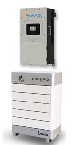 Sol-Ark and HomeGrid Bundled 14.4kWh ESS System > Sol-Ark 12KW All-In-One Hybrid Inverter with 14.4kWh HomeGrid Stack’d LiFeP04 Battery Solution